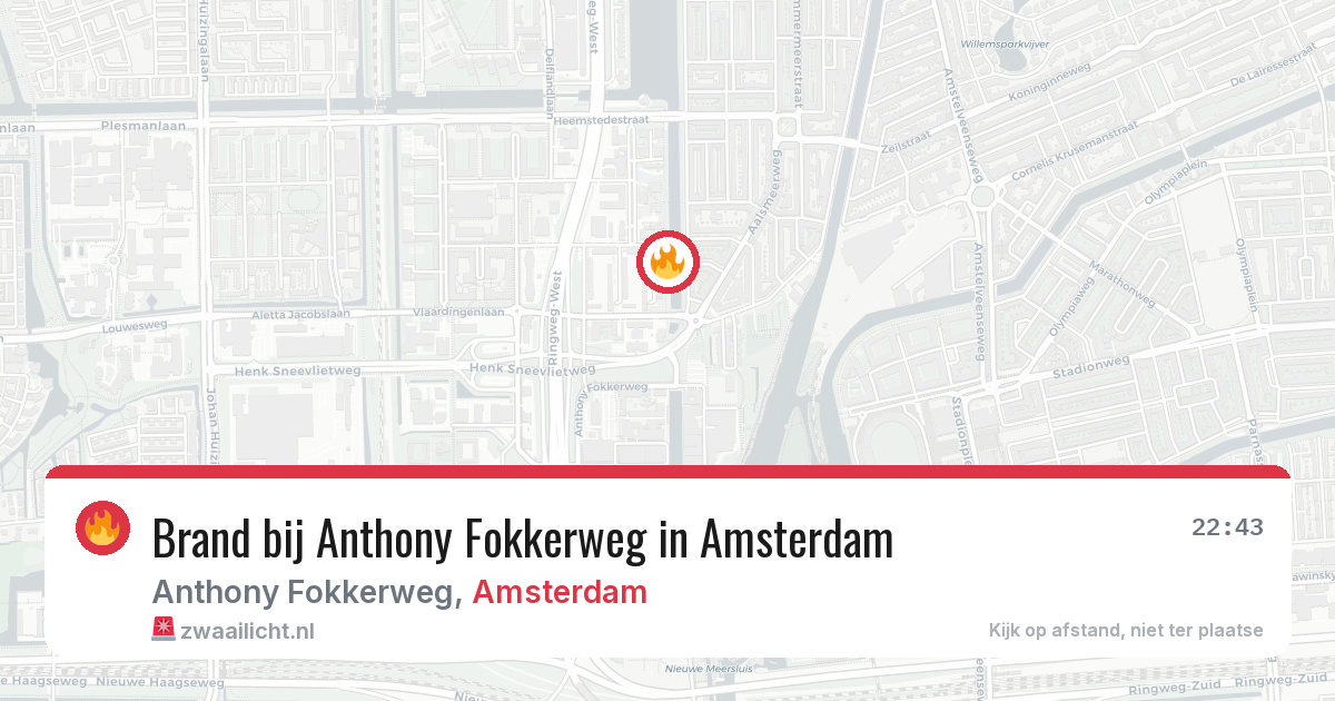 Brand bij Anthony Fokkerweg in Amsterdam — 31 jul 2026