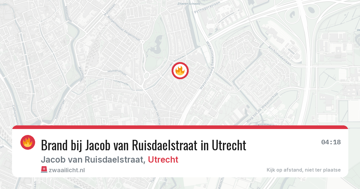 Brand bij Jacob van Ruisdaelstraat in Utrecht — 6 jun 2026