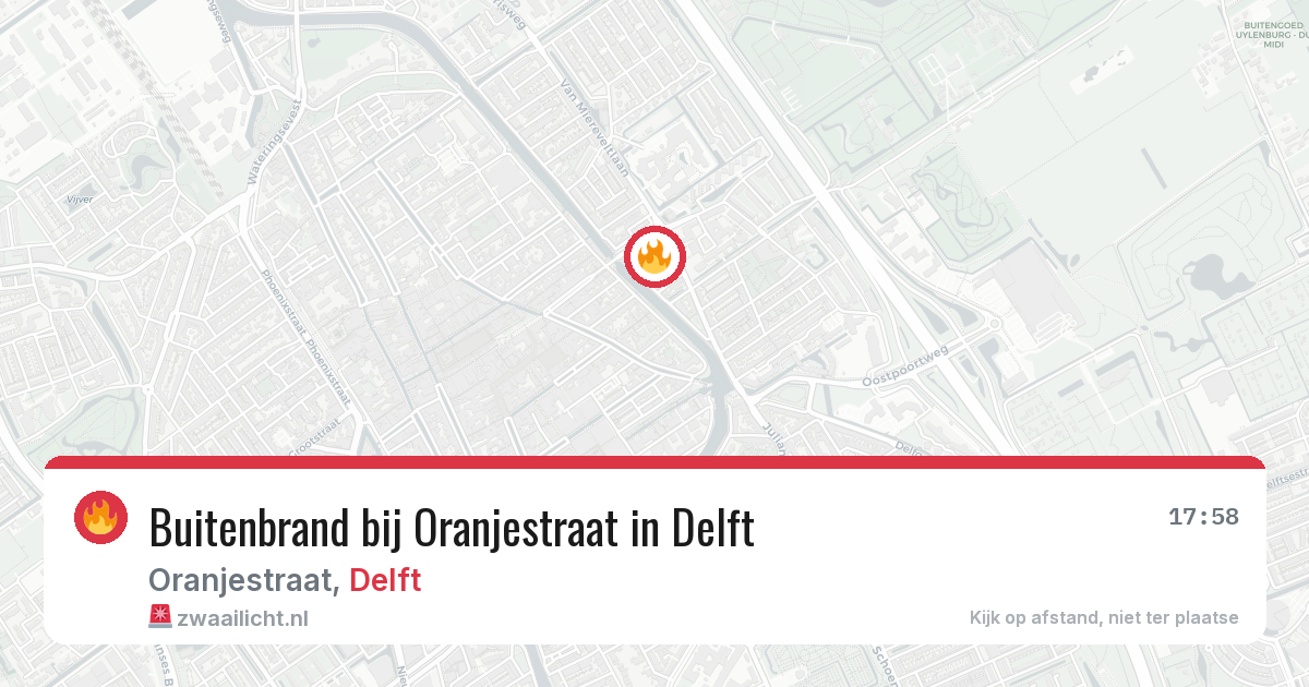 Buitenbrand bij Oranjestraat in Delft — 6 mrt 2026