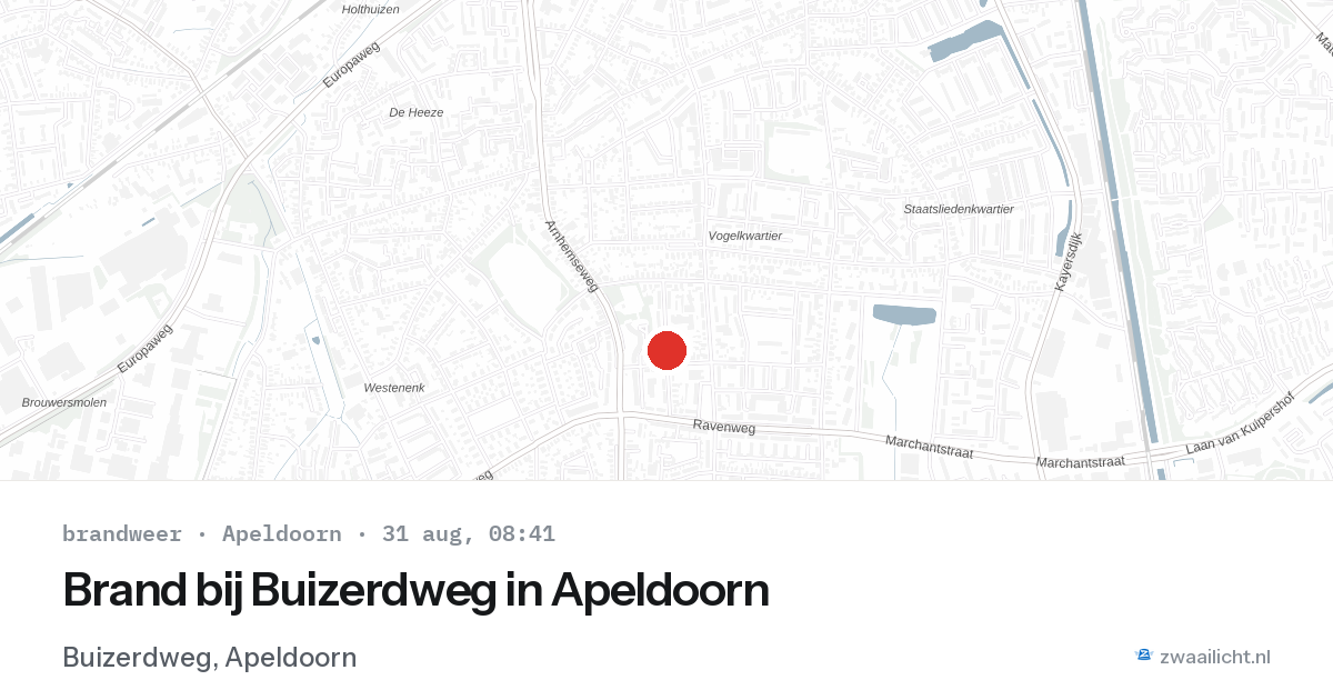 Brand bij Buizerdweg in Apeldoorn — 31 aug 2026