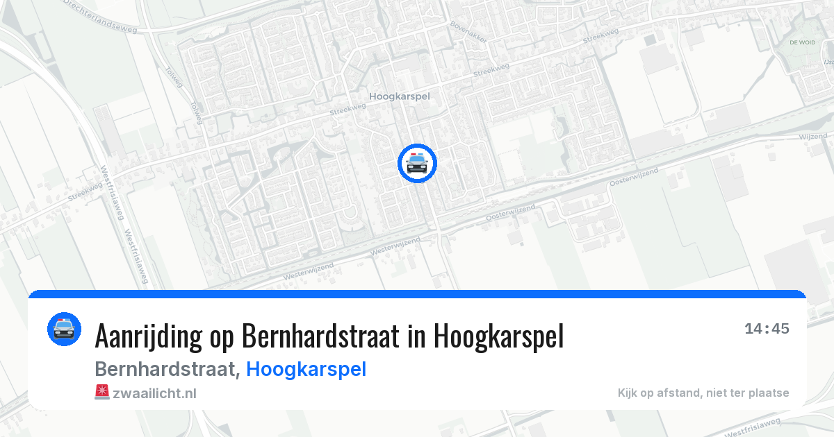 Aanrijding op Bernhardstraat in Hoogkarspel — 8 aug 2026