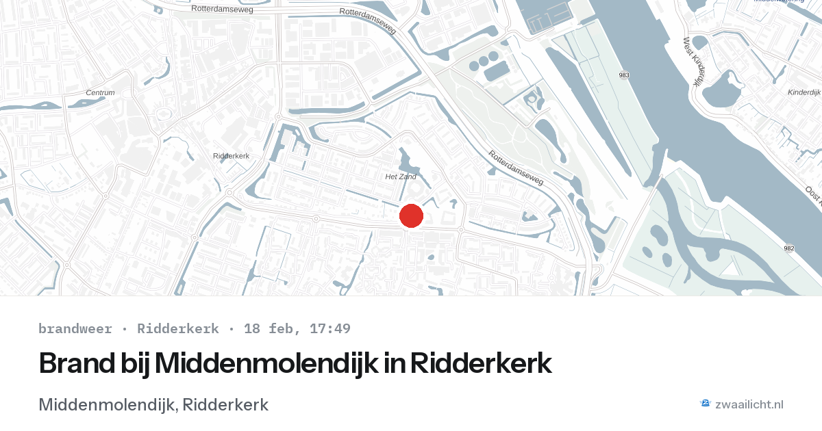 Brand bij Middenmolendijk in Ridderkerk — 18 feb 2026