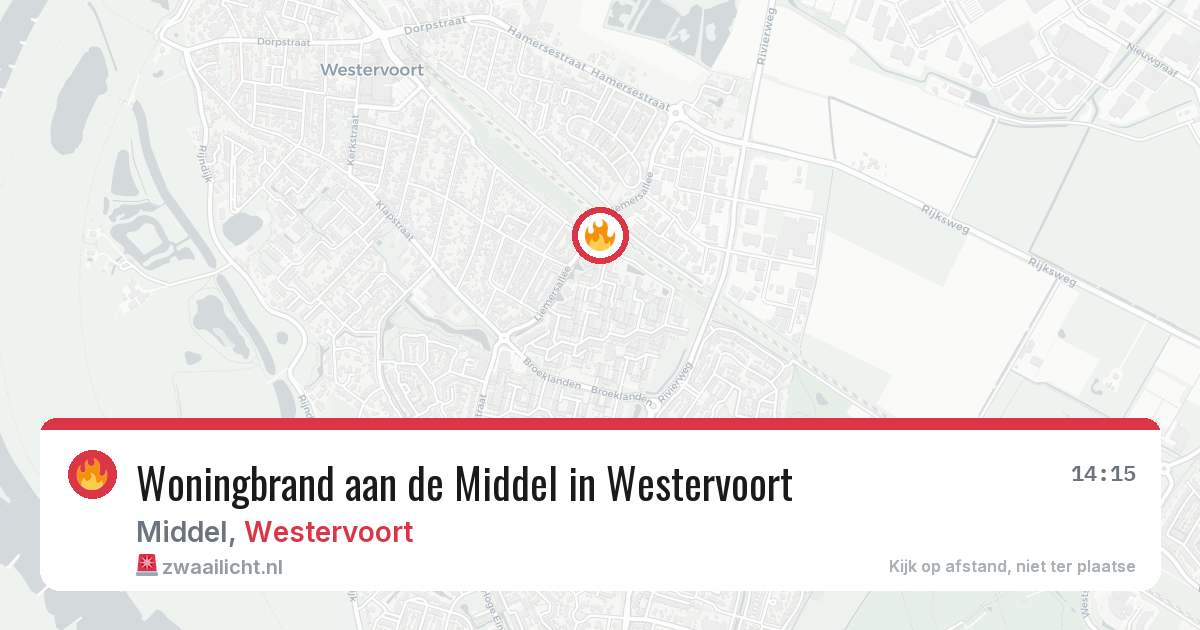 Woningbrand aan de Middel in Westervoort — 21 apr 2026