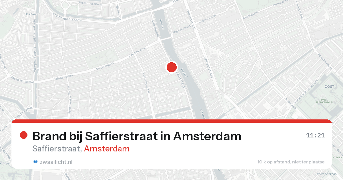 Brand bij Saffierstraat in Amsterdam — 20 aug 2026