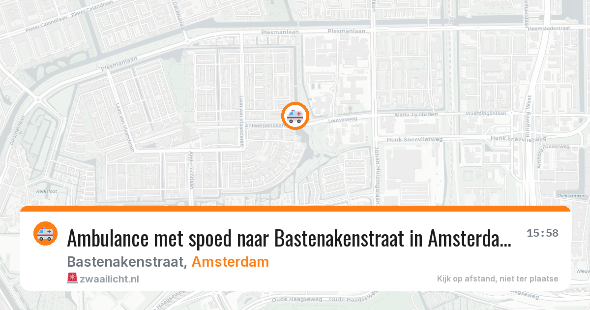 Ambulance met spoed naar Bastenakenstraat in Amsterdam — 20 mei 2026