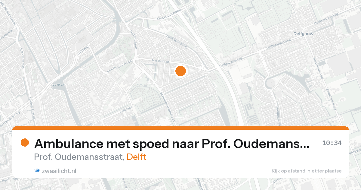 Ambulance met spoed naar Prof. Oudemansstraat in Delft — 22 aug 2026