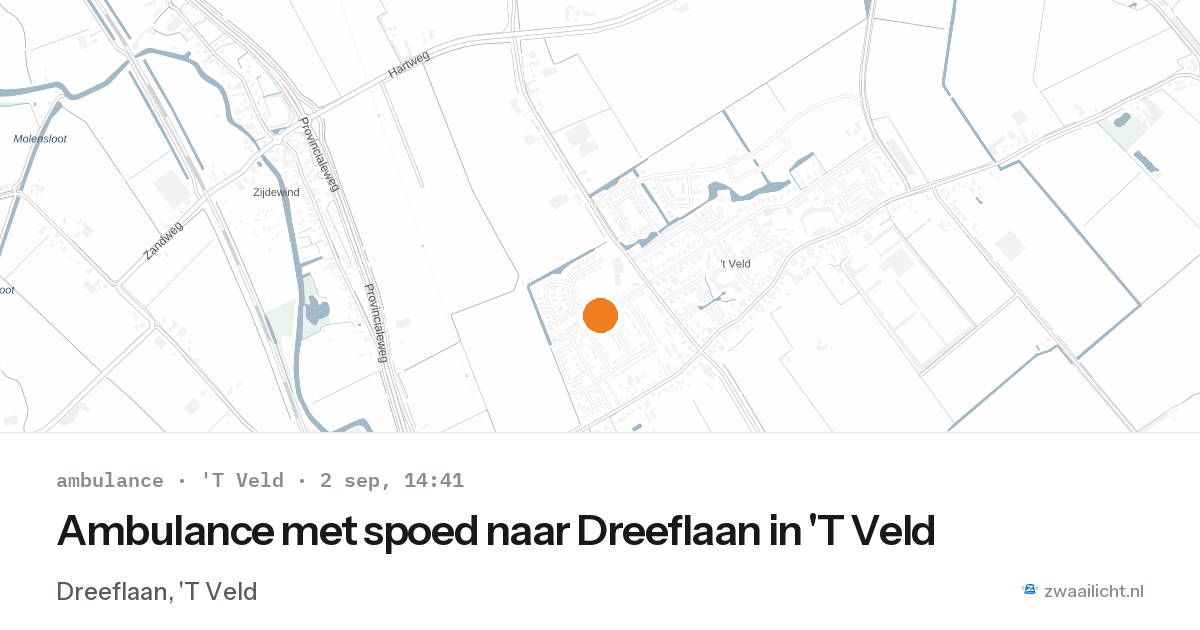 Ambulance met spoed naar Dreeflaan in 'T Veld — 2 sep 2026