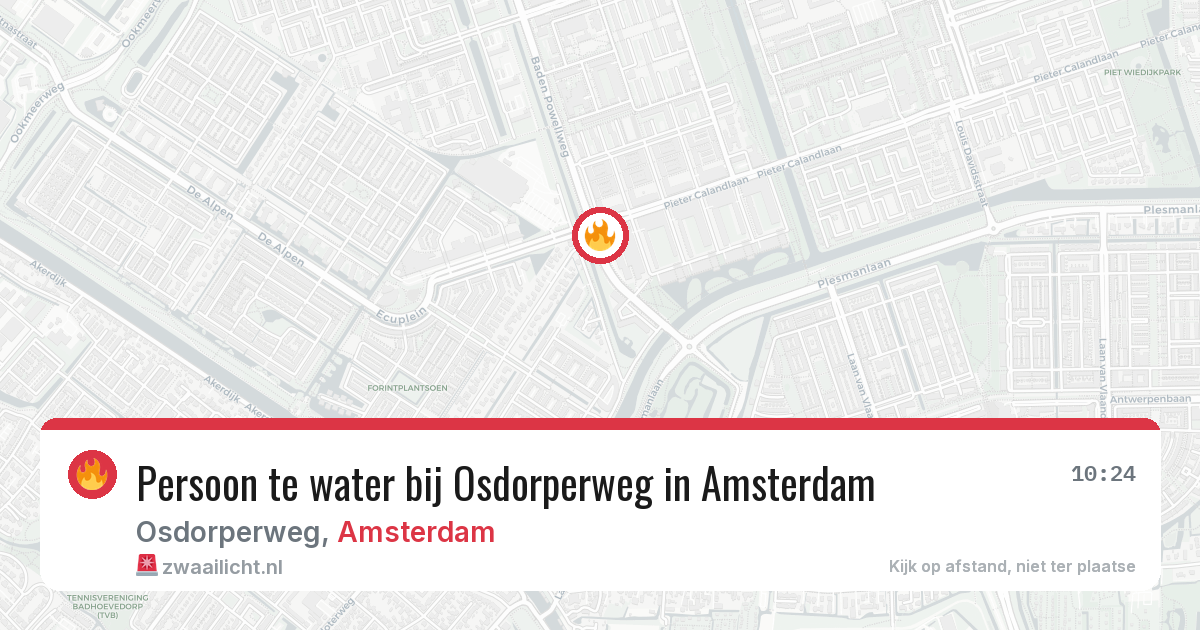Persoon te water bij Osdorperweg in Amsterdam — 18 mrt 2026