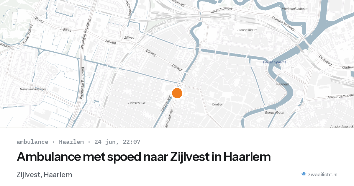 Ambulance met spoed naar Zijlvest in Haarlem — 24 jun 2026
