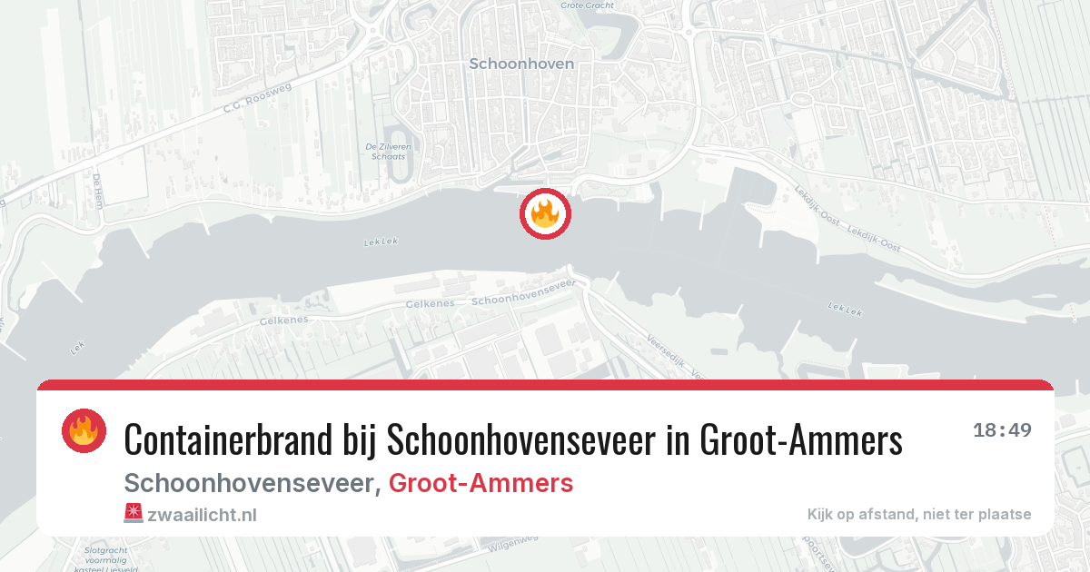 Containerbrand bij Schoonhovenseveer in Groot-Ammers — 5 aug 2026