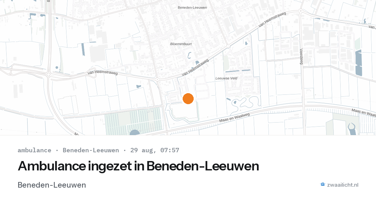 Ambulance ingezet in Beneden-Leeuwen — 29 aug 2026