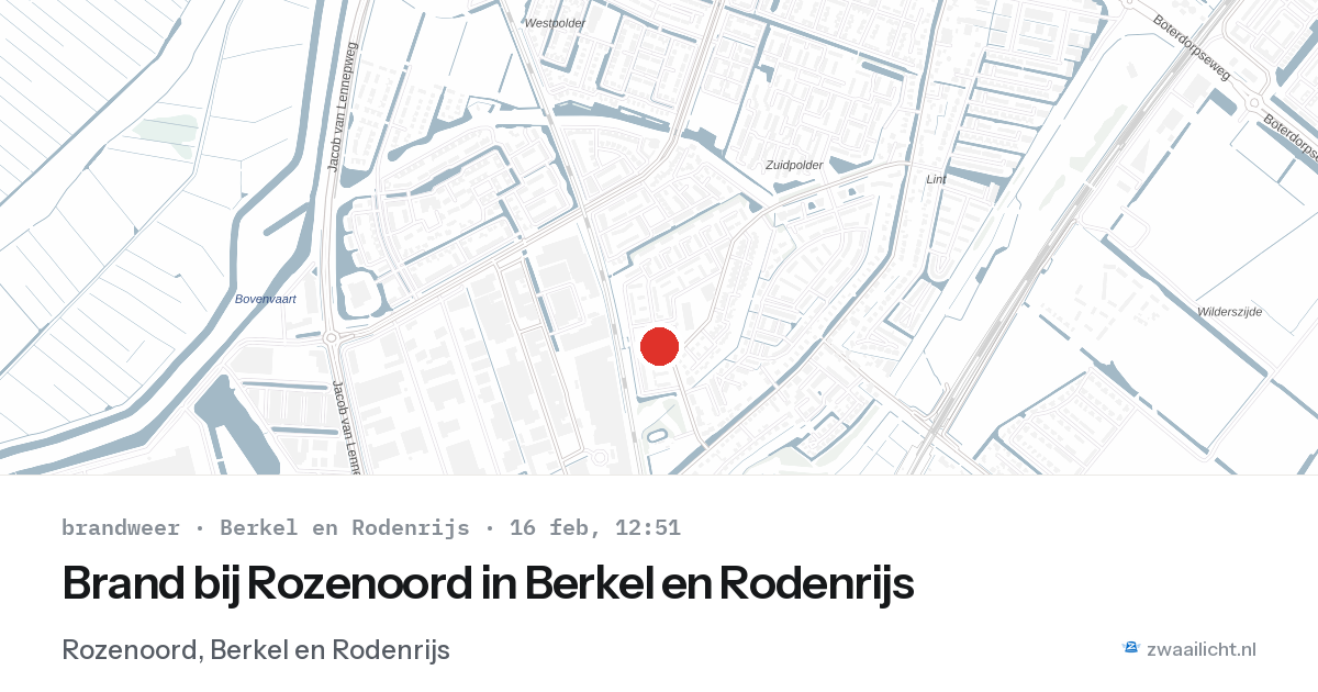 Brand bij Rozenoord in Berkel en Rodenrijs — 16 feb 2026