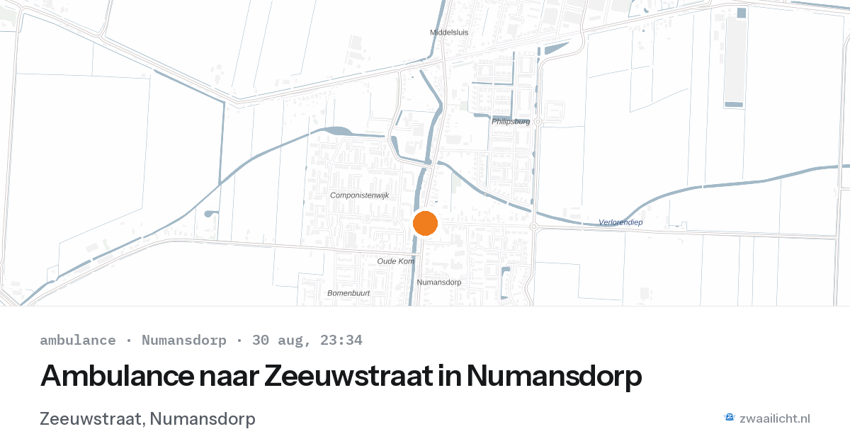 Ambulance naar Zeeuwstraat in Numansdorp — 30 aug 2026