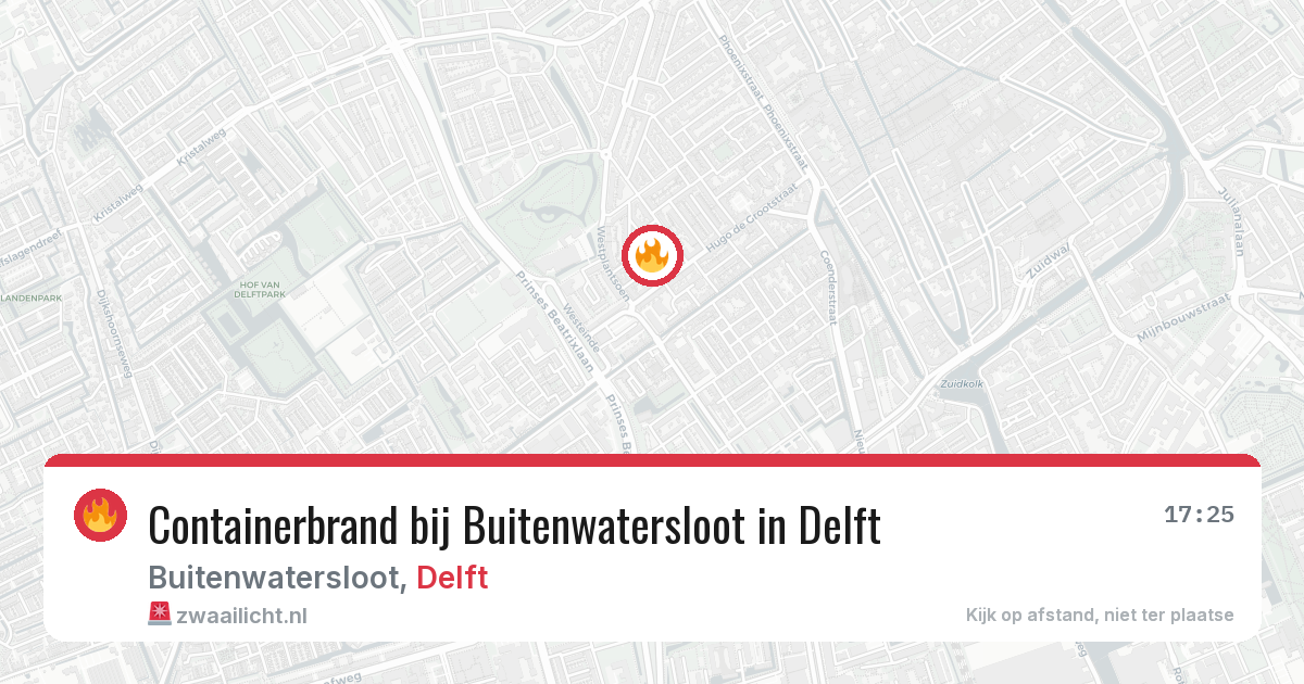 Containerbrand bij Buitenwatersloot in Delft — 26 jun 2026