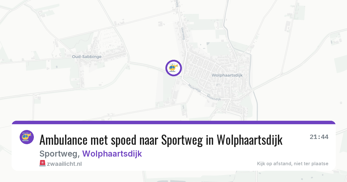 Ambulance met spoed naar Sportweg in Wolphaartsdijk — 8 mei 2026