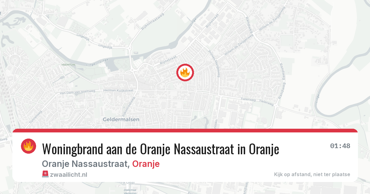 Woningbrand aan de Oranje Nassaustraat in Oranje — 12 jun 2026