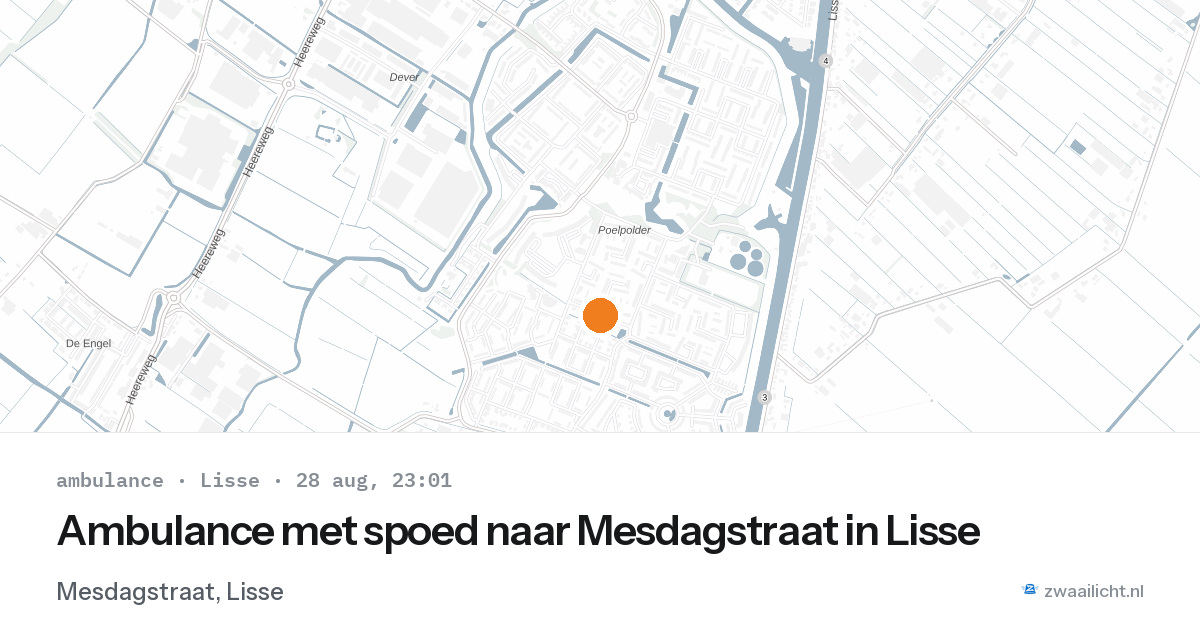 Ambulance met spoed naar Mesdagstraat in Lisse — 28 aug 2026