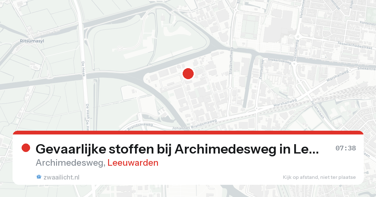 Gevaarlijke stoffen bij Archimedesweg in Leeuwarden — 18 aug 2026