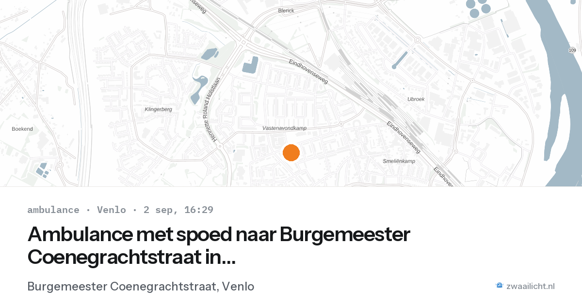 Ambulance met spoed naar Burgemeester Coenegrachtstraat in Venlo — 2 sep 2026