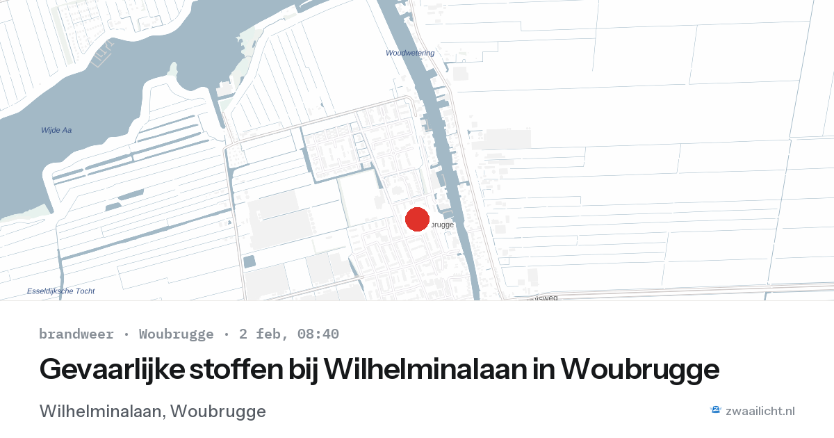 Gevaarlijke stoffen bij Wilhelminalaan in Woubrugge — 2 feb 2026