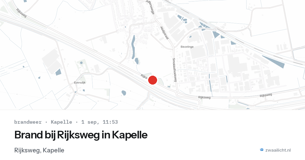 Brand bij Rijksweg in Kapelle — 1 sep 2026