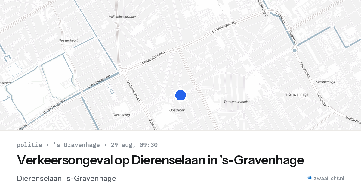 Verkeersongeval op Dierenselaan in 's-Gravenhage — 29 aug 2026