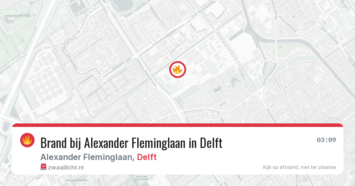 Brand bij Alexander Fleminglaan in Delft — 5 apr 2026