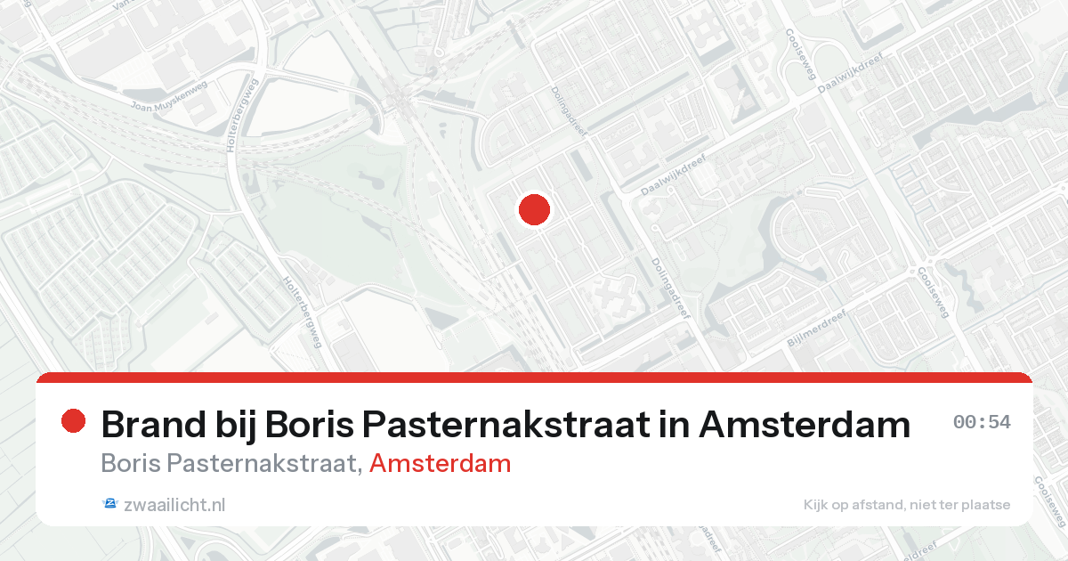 Brand bij Boris Pasternakstraat in Amsterdam — 16 aug 2026