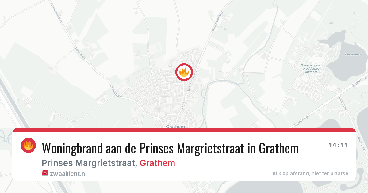 Woningbrand aan de Prinses Margrietstraat in Grathem — 20 feb 2026