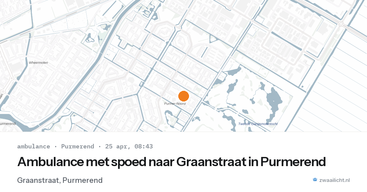 Ambulance met spoed naar Graanstraat in Purmerend — 25 apr 2026
