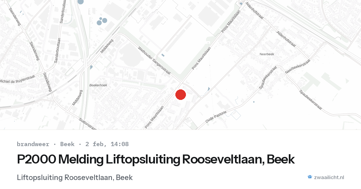 P2000 Melding Liftopsluiting Rooseveltlaan, Beek — 2 feb 2026
