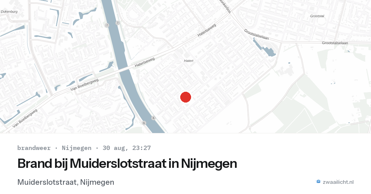 Brand bij Muiderslotstraat in Nijmegen — 30 aug 2026