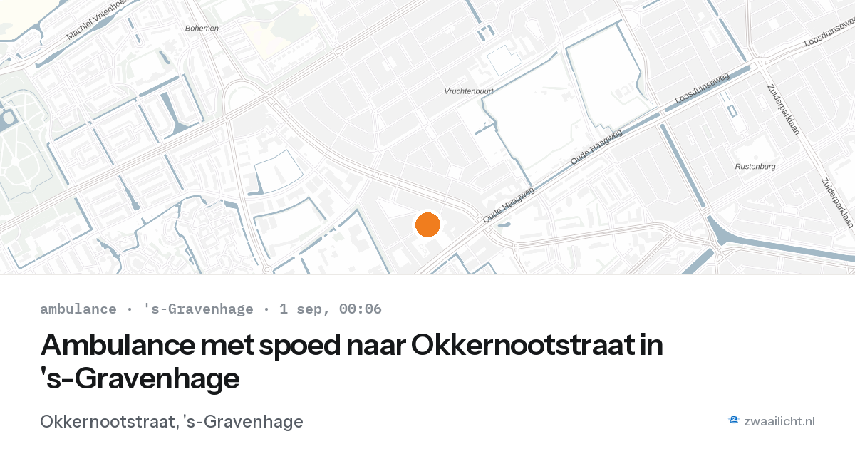 Ambulance met spoed naar Okkernootstraat in 's-Gravenhage — 31 aug 2026