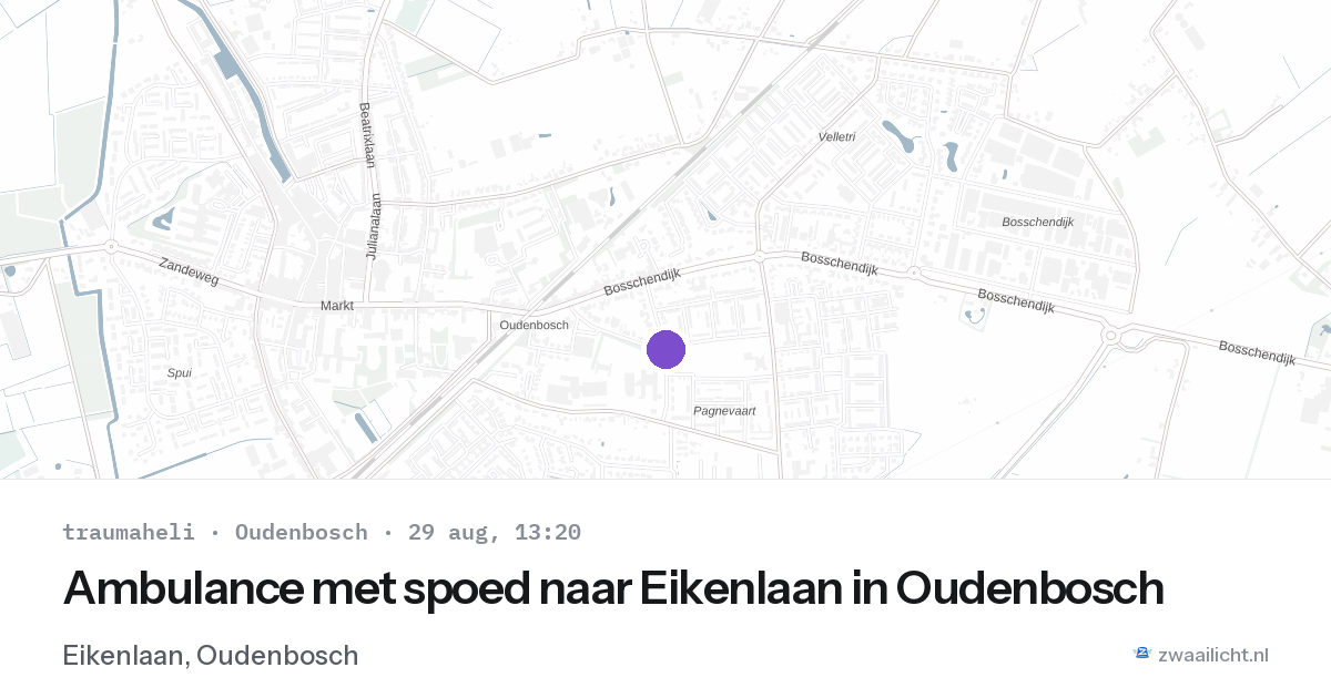 Ambulance met spoed naar Eikenlaan in Oudenbosch — 29 aug 2026