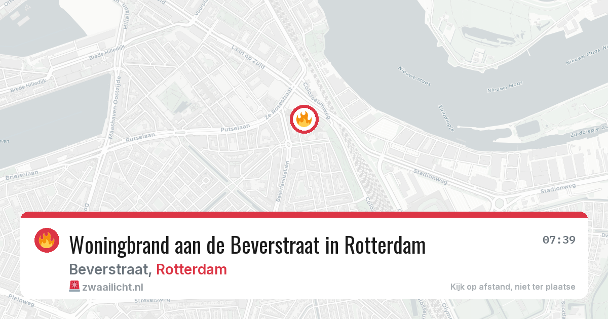 Woningbrand aan de Beverstraat in Rotterdam — 14 aug 2026