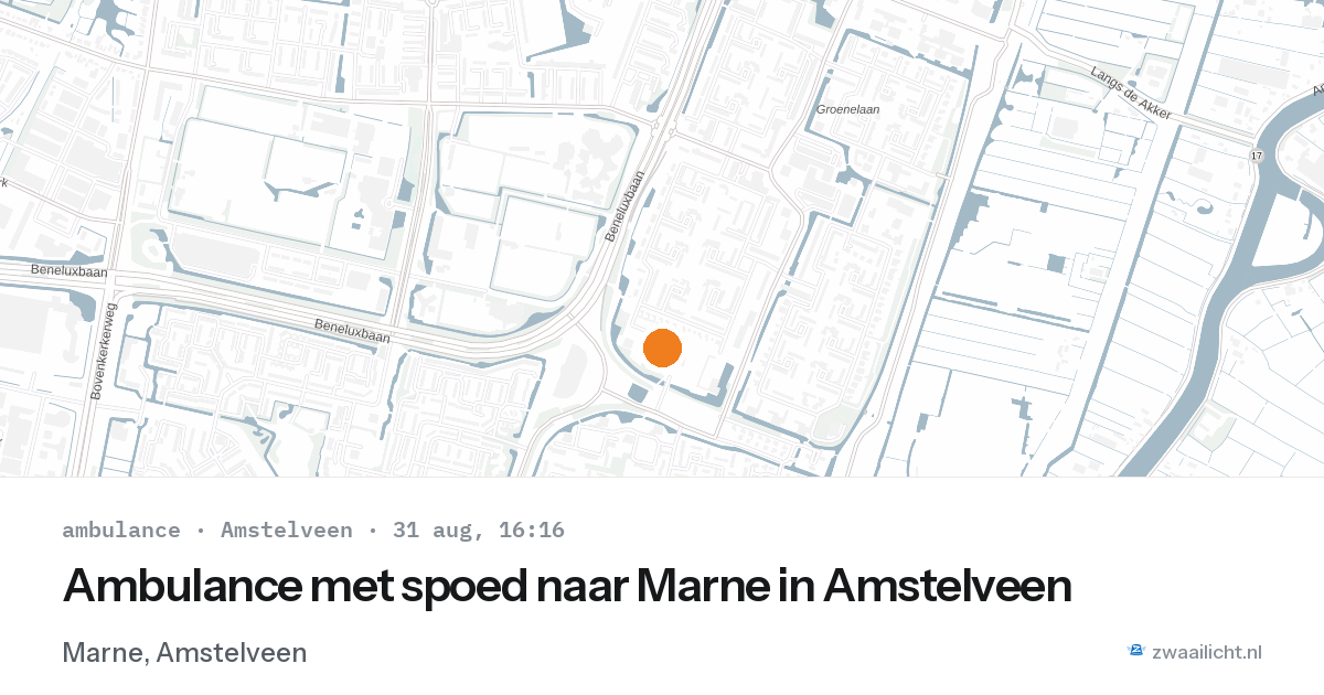Ambulance met spoed naar Marne in Amstelveen — 31 aug 2026