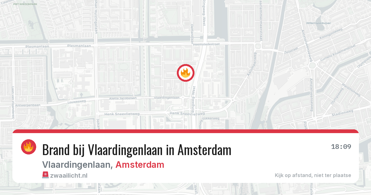 Brand bij Vlaardingenlaan in Amsterdam — 31 jul 2026