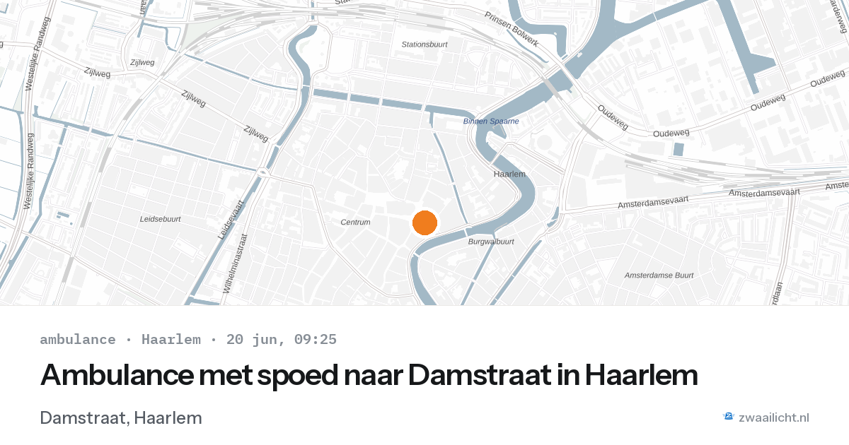 Ambulance met spoed naar Damstraat in Haarlem — 20 jun 2026