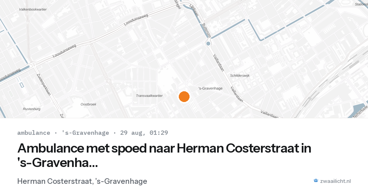 Ambulance met spoed naar Herman Costerstraat in 's-Gravenhage — 28 aug 2026