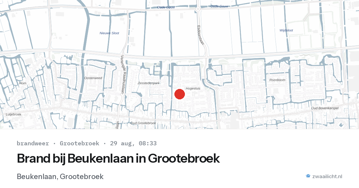 Brand bij Beukenlaan in Grootebroek — 29 aug 2026
