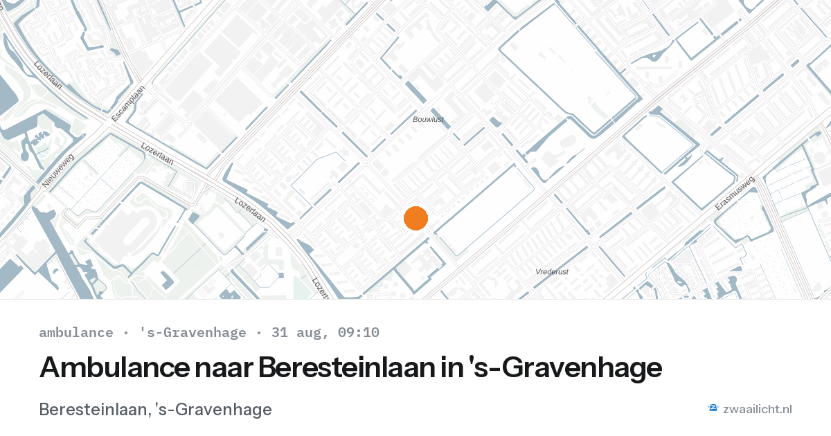 Ambulance naar Beresteinlaan in 's-Gravenhage — 31 aug 2026
