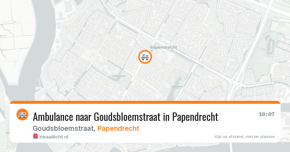 Ambulance naar Goudsbloemstraat in Papendrecht — 25 mei 2026