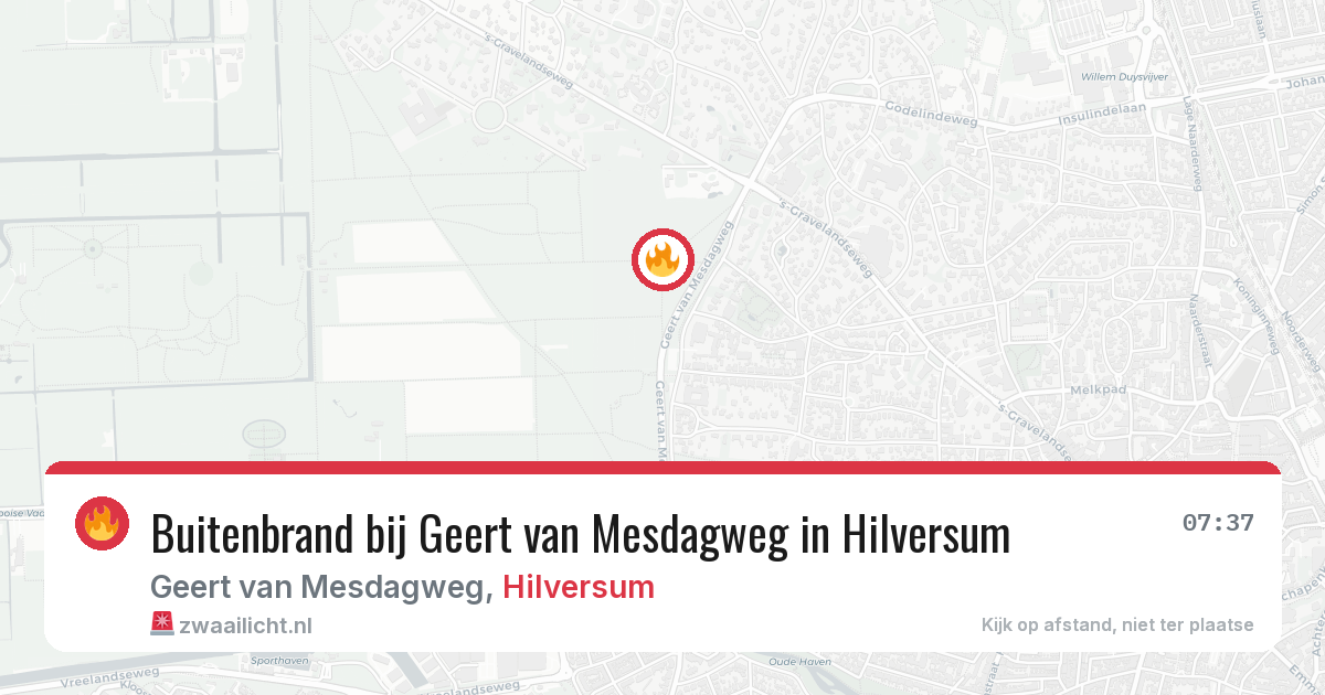 Buitenbrand bij Geert van Mesdagweg in Hilversum — 7 aug 2026