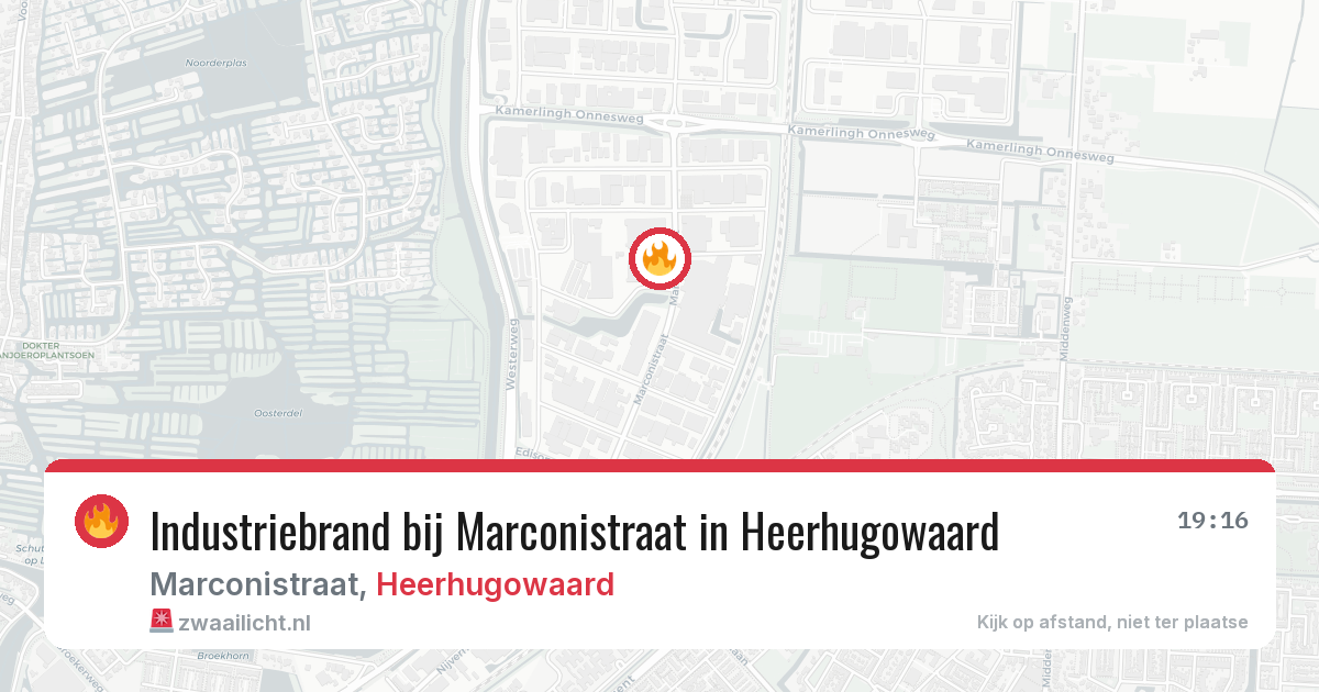 Industriebrand bij Marconistraat in Heerhugowaard — 21 jun 2026