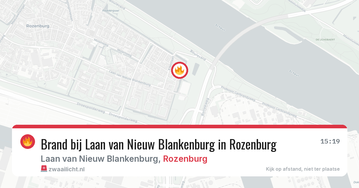 Brand bij Laan van Nieuw Blankenburg in Rozenburg — 6 aug 2026