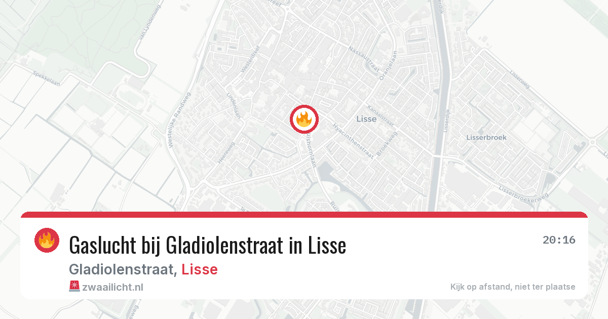 Gaslucht bij Gladiolenstraat in Lisse — 9 aug 2026