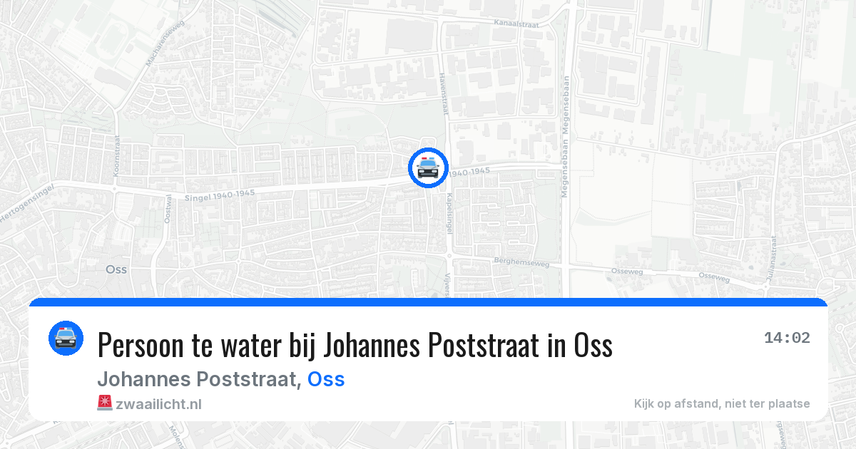 Persoon te water bij Johannes Poststraat in Oss — 23 jun 2026