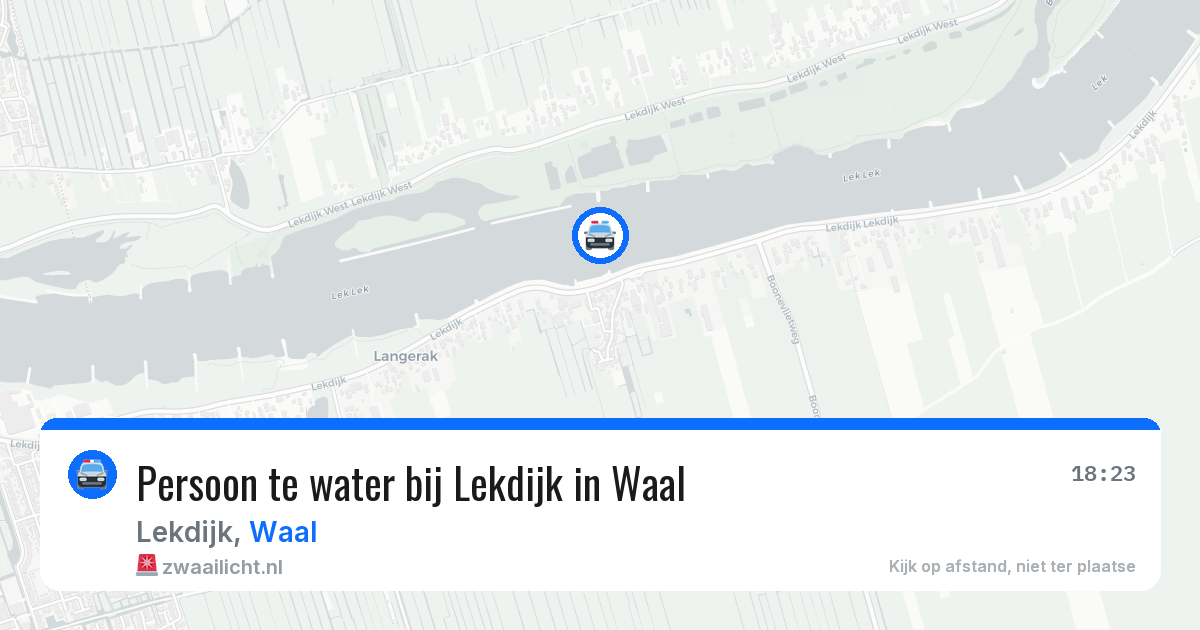 Persoon te water bij Lekdijk in Waal — 11 aug 2026