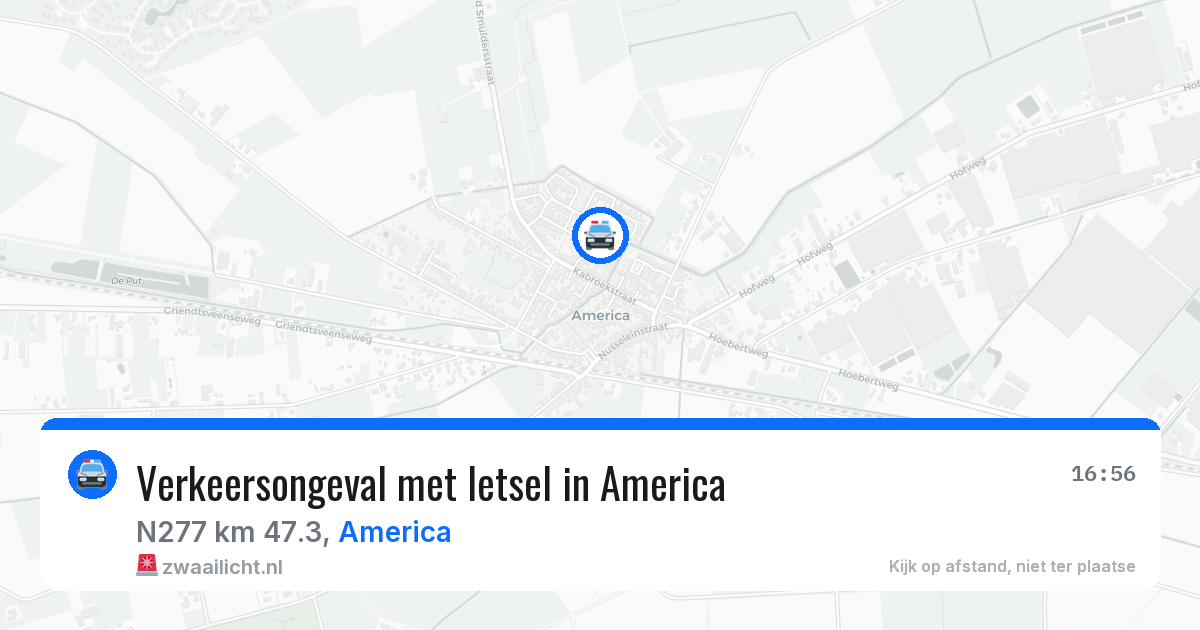 Verkeersongeval met letsel in America — 20 apr 2026