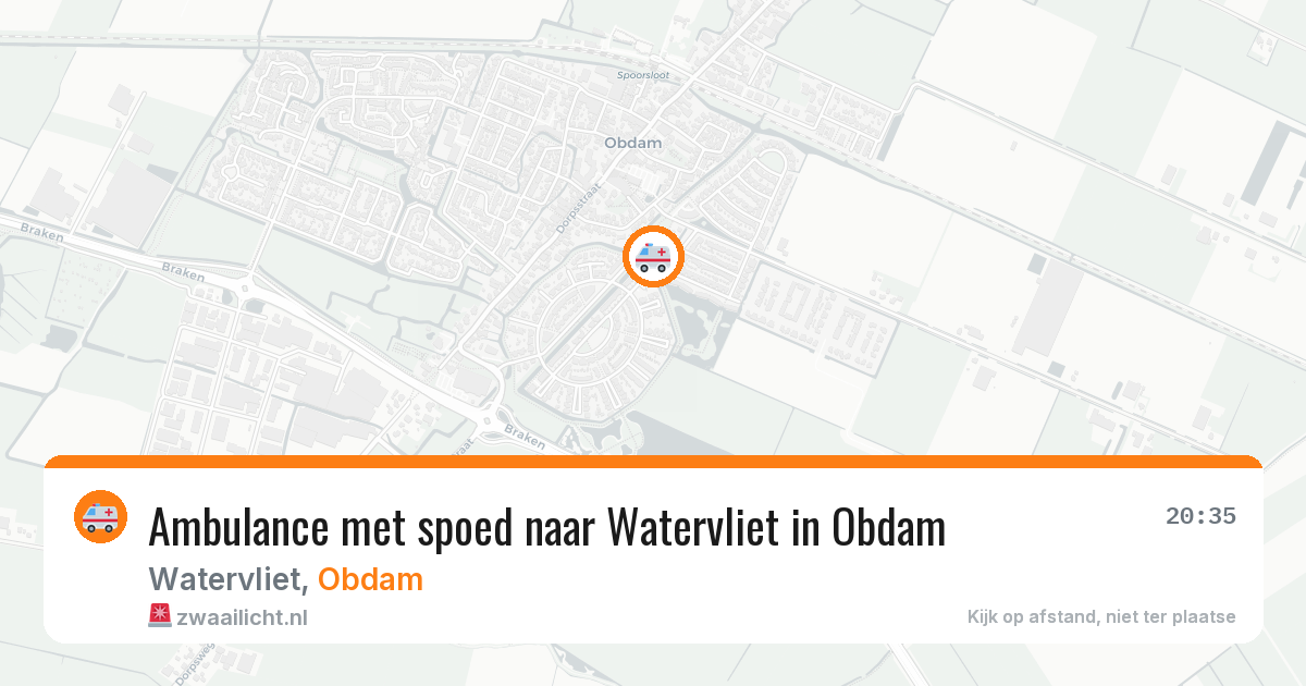 Ambulance met spoed naar Watervliet in Obdam — 11 aug 2026